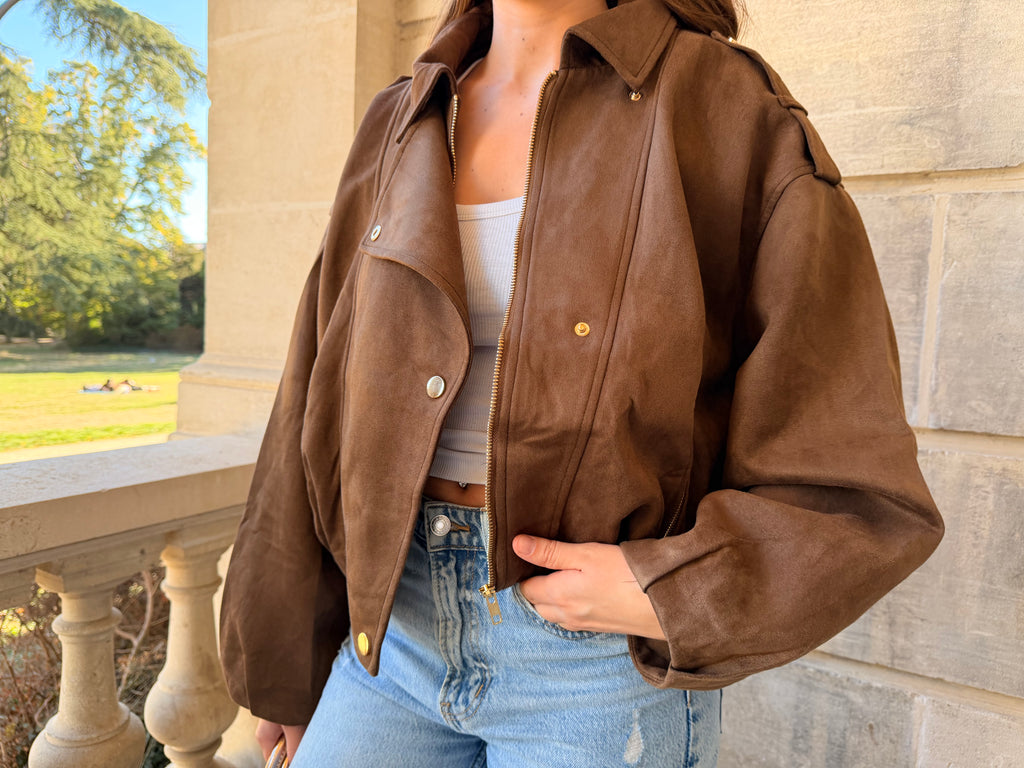 Veste Roma - Veste suédine marron chocolat