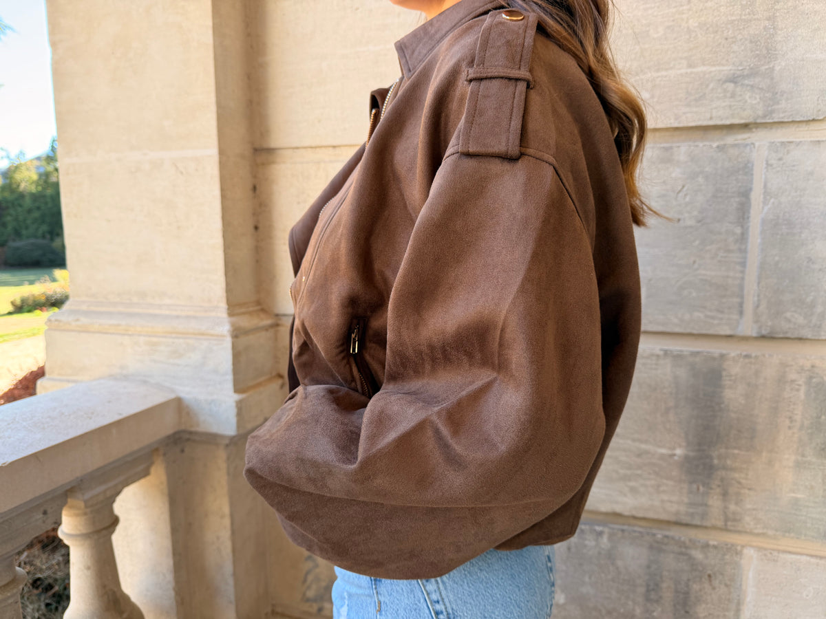 Veste Roma - Veste suédine marron chocolat